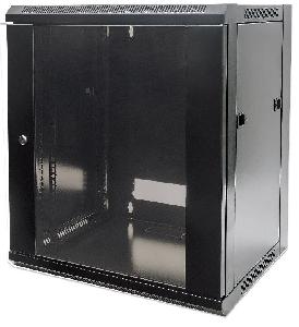 Intellinet Network Cabinet - Wall Mount (Standard) - 6U - 450mm Deep - Black - Flatpack - Max 60kg - Metal & Glass Door - Back Panel - Removeable Sides - Suitable also for use on a desk or floor - 19" - Parts for wall installation not included - Three Yea